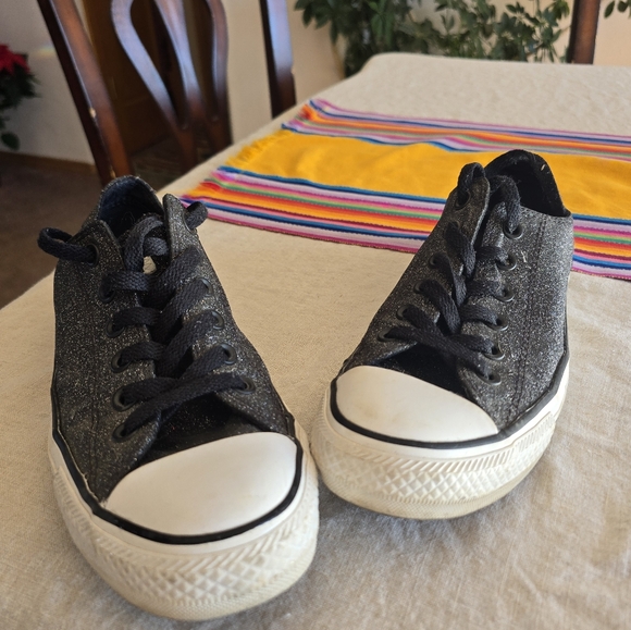 Converse All Stars Black Irredesant Glitter Tenneys - Picture 1 of 5